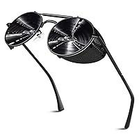 Retro Round Polarized Steampunk Sunglasses Men Women Side Shield Goggles Gothic S92-ADVANCED POLARIZED
