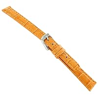 12mm DB Baby Crocodile Grain Orange Padded Stitched Watch Band Strap