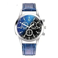 Men Blue-ray Glass Three-Eye Steel Band Watch, Business Leather Band Wrist Watch, Silicone Band Quartz Watch, Gift for Father, Husband and Friends