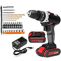 Cordless Electric Drill Driver kit, Electric Screwdriver kit with 36V Battery, 1/2