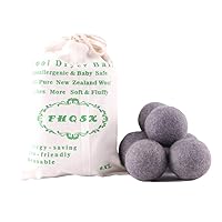 Wool Dryer Balls 6-Pack, Reusable, Saves Drying Time Natural Fabric Softener Great Gift Ideas, Grey