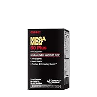 GNC Mega Men 50 Plus Multivitamin | Antioxidants | Heart Health | Prostate and Circulatory Support | 60 Count