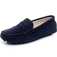 Women's Classic Suede/Fabric Penny Loafers Comfort Handmade Slipper Moccasins