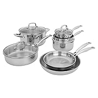 HENCKELS Clad H3 10-pc Induction Pot and Pan Set, Stainless Steel, Durable and Easy to clean