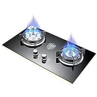 30 Inch Gas Cooktop, 2 Burner Gas Rangetop LPG/NG Convertible Gas Stovetop Thermocouple Protection Gas Hob for Home, Kitchen