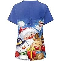 Christmas Working Uniforms for Women Patterned Crewneck Tank Top Sexy Short Sleeve T Shirts for Teen Girls