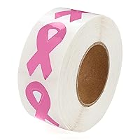 Small Dark Pink Ribbon Stickers - Pink Ribbon Stickers for Breast Cancer Awareness - Perfect for Event Decoration, Giveaways and Fundraising -(1 Roll -250 Stickers)
