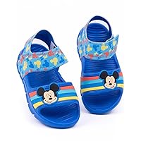 Disney Mickey Mouse Kids Sandals | Boys & Girls Sliders with Supportive Strap for Toddlers | Blue Slip-on Pool Shoes Footwear