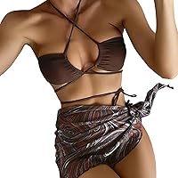 Plus Size Bathing Suit Suit Bikini with A Drawstring Skirt and Neck