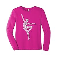 Threadrock Big Girls' Dance Ballerina Typography Youth Long Sleeve T-Shirt