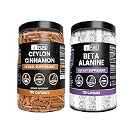 Ceylon Cinnamon and Beta Alanine Capsules Bundle (730 Capsules Each) No Magnesium or Rice Fillers, Lab Verified