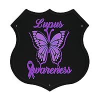 Butterfly Lupus Awareness Ribbon Metal Tin Sign Vintage Shield Signs Iron Painting Wall Art for Garage Home Decor 12 X 12 Inch