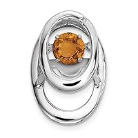 9.6mm 925 Sterling Silver Rhodium Citrine Vibrant Pendant Necklace Jewelry for Women