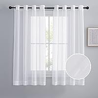 NICETOWN White Voile Textured Sheer Curtains, Grommet Top Medium Length 63