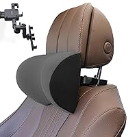 Car Neck Pillow Multi Functional Car Headrest Leather Pillow Support Cervical vertebrae and Head,Car Neck Pillow Adjustable Height and Distance,with Cell Phone Tablet Holder (Lint Gray)