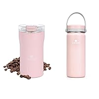 SANTECO 12 oz Travel Coffee Mug + 13oz Insulated Water Bottle with Handle, Wide Mouth Leak-Proof Double Wall Travel Mug Cold & Hot Water Cup for GYM, Riding, Camping, School