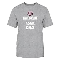 FanPrint Texas A&M Aggies T-Shirt - Texas Aggie Awesome Dad - Men's Tee/Grey/L