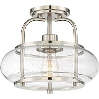 Quoizel TRG1712BN Trilogy Glass Lantern Semi Flush Mount Ceiling Lighting, 1-Light 100 Watt, 10