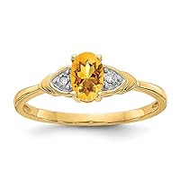 14k Yellow Gold Polished Diamond and Citrine Ring Size 7.00 Jewelry for Women
