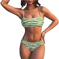 Bikinis for Women Full Coverage Bottoms Tummy Control Tankini Swimsuit for Women Ruched Two Piece Bathing Suit Drawstring Swimwear with Shorts Green