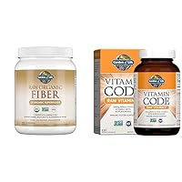Fiber Powder 30 Servings and Raw Vitamin Code Vitamin C 120 Veg Capsules Bundle