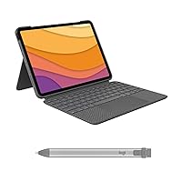 Logitech Combo Touch Keyboard Case Oxford Grey for iPad Air (4th gen - 2020 | 5th gen - 2022) Crayon Grey Digital Pencil for All iPads (2018 Releases and Later)