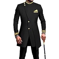 African Suits for Men Slim Fit Embroidery Blazer and Pants Set Business Dress Suit Party Wedding Evening