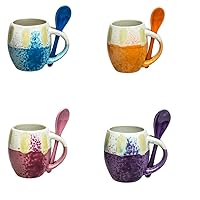Mugs Espresso Cups Set of 4, Ceramic Teacups 5 oz Small Coffee Mugs Set w/Demitasse Spoons - Tea Coffee Cups Hot Drinks best coffee mugs