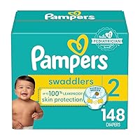 Pampers Swaddlers Diapers - Size 2, 148 Count, Ultra Soft Disposable Baby Diapers