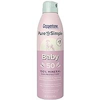 Pure and Simple Baby Sunscreen Spray SPF 50, Zinc Oxide Mineral Sunscreen for Babies, Toddler Sunscreen, Water Resistant, Broad Spectrum SPF 50 Sunscreen, 5 Oz Coppertone Pure and Simple Baby Sunscreen Spray SPF 50, Zinc Oxide Mineral Sunscreen for Babies, Toddler Sunscreen, Water Resistant, Broad Spectrum SPF 50 Sunscreen, 5 Oz