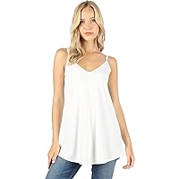 Women Front and Back Reversible Spaghetti Strap Round v Neck Loose Flare Swing fit Camisole Tank top