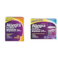 Allegra 24HR Adult Non-Drowsy Antihistamine Tablets, 100-Count, 24-Hour Allergy Relief, 180 mg & Adult 24HR Non-Drowsy Antihistamine Gelcaps, 60-Count, Fast-Acting Allergy Symptom Relief, 180 mg
