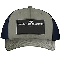 I Heart Love Chocolate and Macadamias - Leather Black Patch Engraved Trucker Hat