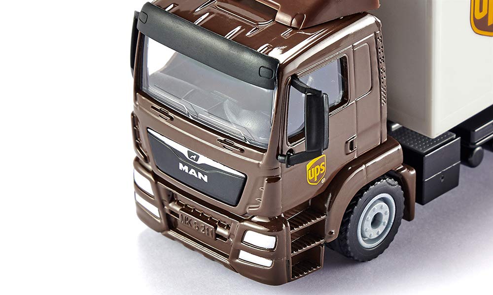 Siku 1997, Man Lorry with Box Body and Tail Lift, 1:50, Metal/Plastic, UPS Design, Lowering Loading Area, Incl. Accessories