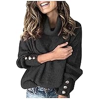 Pullover Sweaters for Women Turtleneck Knitted Jumper Sweater Long Sleeve Elegant Fall Winter Clothes Holiday