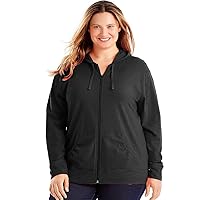 JUST MY SIZE Slub-Cotton Full-Zip Women's Hoodie Black