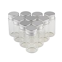 25ml Empty Seal Jars Glass Bottle with Aluminium Metal Silver Color Screw Cap Sealed liquid Container 12units (12, 25ML-LU-cap)