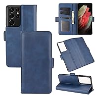 for Samsung Galaxy S21 Ultra Case, Premium PU Leather Wallet Book Style Magnet Phone Case Flip Foldable Kickstand Cover with Card Slots for Samsung Galaxy S21 Ultra Phone case (Blue)