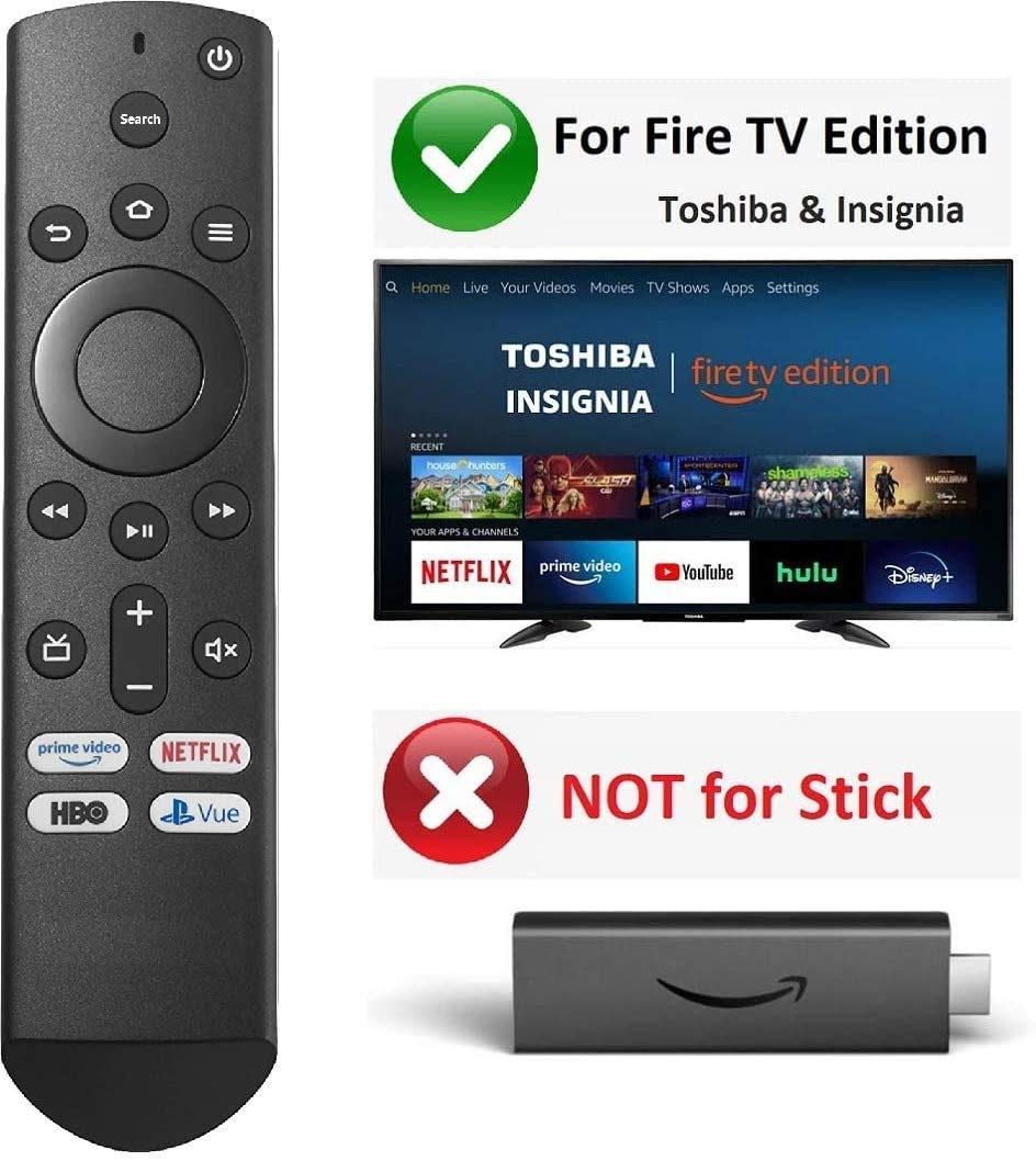 Replacement Remote for All Toshiba Firre Smart TVs and Insignia Firre Smart TVs/AMZ Omni TV/AMZ 4-Series TVs (2023 Updated)