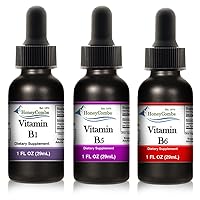 Vitamin B1 (Thiamine) Drops - High Potency Thiamine Vitamin B1 Extract 1Fl Oz. + Vitamin B5 (Pantothenic Acid) Drops – Liquid Vitamin B5 Extract 1Fl Oz. + Vitamin B6 (Pyridoxine) Drops, 1Fl Oz