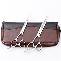 Left-Hand Hair Cutting Scissors Set Professional Barber Hair Cutting Scissors Kit Japanese Stainless Steel for Barber, Salon, Home Silver Polished,6.0Inch