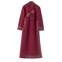 Women's Double-Sided Woolen Improved Traditional Hanfu Chinese Wool Embroidered Long Coat 1563