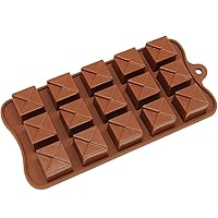 Silicone Chocolate Candy Molds [Square, 15 Cup] - Non Stick, BPA Free, Reusable 100% Silicon & Dishwasher Safe Silicon - Kitchen Rubber Tray For Ice, Crayons, Fat Bombs and Soap Molds