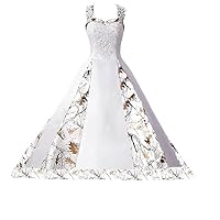 YINGJIABride Knee Length Stiching Satin and Camo Wedding Dresses Bridal Reception Prom Dress