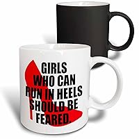 3dRose Girls who can run in heels should be feared. Red. - Mugs (mug_202834_3)
