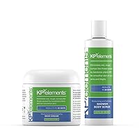 KP Elements Body Scrub & Exfoliating Cream for Keratosis Pilaris Treatment Bundle (8 fl oz) | Bump Eraser Body Scrub | KP Lotion & KP Bump Eraser | Strawberry Legs Treatment for Women