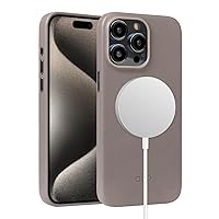 alto Magnetic Leather Case Compatible with iPhone 15 Pro Max and MagSafe, CLOP Series Drop Protective Italian Leather Cover (6.7 inch, Cement Gray)
