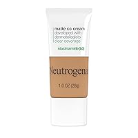 Neutrogena Clear Coverage Flawless Matte CC Cream, Full-Coverage Color Correcting Cream Face Makeup with Niacinamide (b3), Hypoallergenic, Oil Free &-Fragrance Free, Butterscotch, 1 oz