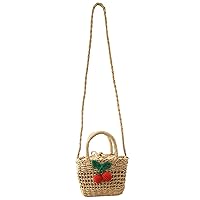 Totes Straw Bag for Women Cute Woven Bags with Knitted Cherry Aesthetic Straw Purse with Shoulder Strap and Handle Weave Beach Bags