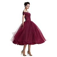 VeraQueen Women's Off Shoulders Lace Ball Gown Short Tulle Cheap Designer Party Homecoming Dress Gowns